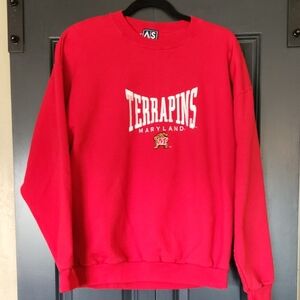 A/S Sports Men's Embroidered Terrapins Maryland Red Crewneck Sweater Size Large
